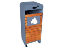 Papelera metálica forrada de madera con dispensador de bolsas BR 7407-7407M