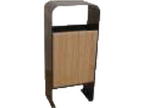 Papelera metálica cubierta con listones de madera DV7 -PP400-090-M