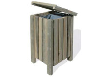 Papelera de madera de listones